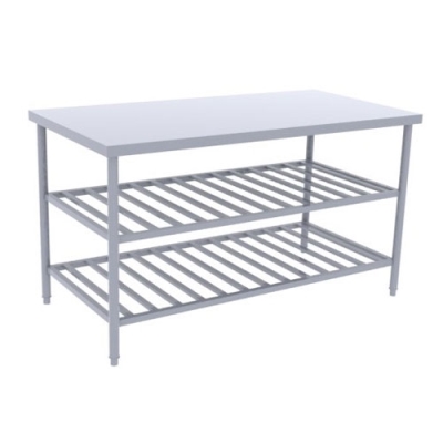 Bàn inox có 2 giá nan dưới