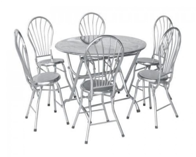 Bộ bàn ăn inox tròn ghế dựa