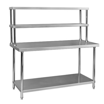 Bàn inox có kệ đôi trên bàn