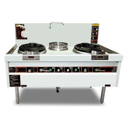 Bếp điện từ công nghiệp đôi mặt lõm có bầu nước